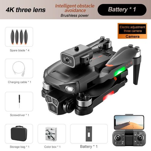 M1s Mini Drone 4k,Trois Caméras Professionnelles,Grand Angle,Localisation De Flux Optique,Évitement D'obstacles À Quatre Voies,Rc,Quadcopter,Jouets - Type 4k Black 1b #B-Generique