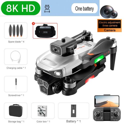 M1s Mini Drone 4k,Trois Caméras Professionnelles,Grand Angle,Localisation De Flux Optique,Évitement D'obstacles À Quatre Voies,Rc,Quadcopter,Jouets - Type 8k Grey 1b Vr #E-Generique