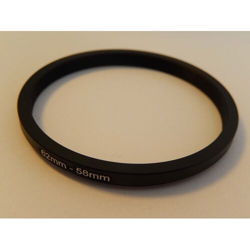 vhbw Bague d'adaptation de filtre Step-Down de 62 mm vers 58 mm pour objectif d'appareil photo - Réducteur, métal, noir