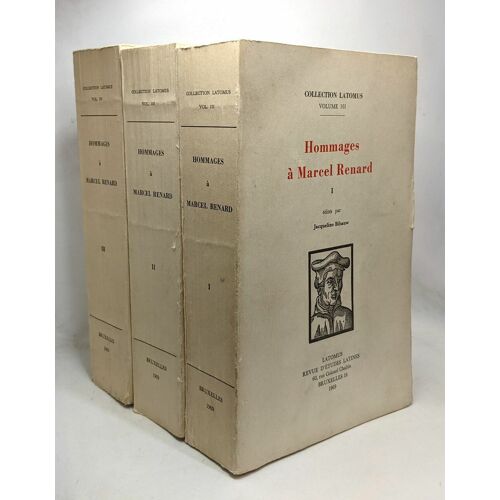 Hommage À Marcel Renard - Tome I Ii Et Iii - Collection Latomus Volume 101-102-103
