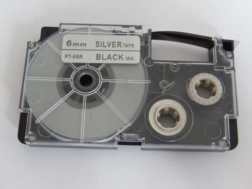 vhbw Ruban compatible avec Casio KL-2000, KL-300, KL-70E, KL-200E, KL-60, KL-7000 imprimante d'étiquettes 8m x 6mm Noir sur Argent