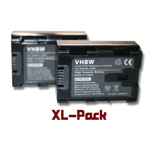vhbw 2x Batterie compatible avec JVC GZHD520, GZ-HD520, GZ-HD510, GZ-HD550 caméra vidéo caméscope (800mAh, 3,6V, Li-ion) avec puce d'information