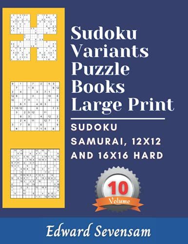 Sudoku Variants Puzzle Books Large Print Volume 10: Sudoku Samurai, 12x12 And 16x16 Hard - Brain Logic Games Books For Adults