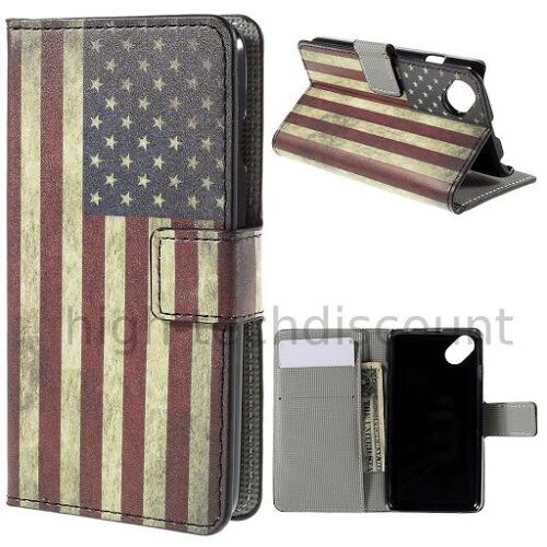 Housse etui coque portefeuille PU cuir pour Wiko Sunset 2 + film ecran - USA
