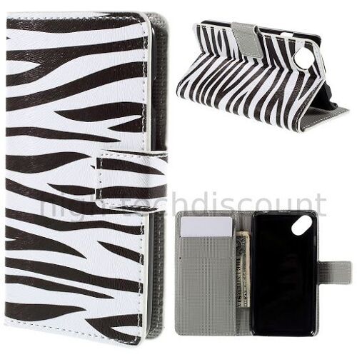 Housse etui coque portefeuille PU cuir pour Wiko Sunset 2 + film ecran - ZEBRE
