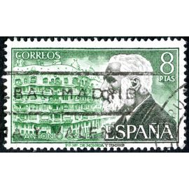 Timbre Oblitéré Espana, Antonio Gaudi, Correos, 8 Ptas