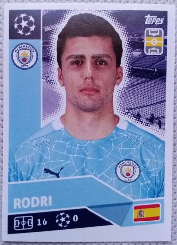 Uefa Champions League 2020 / 2021 - Manchester City Mci 9 Rodri - Topps Sticker (Foot, Autocollant, Image, Vignette)