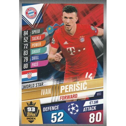 W 93 - Carte Topps - Foot Match Attax 101 - Uefa Champions League 2019 / 2020 - Ivan Perisic - Bayern Munich