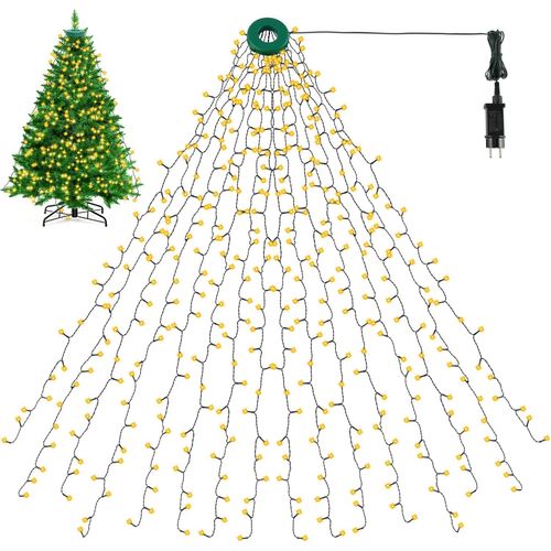 Arbre de Noël LED Guirlande de lumières avec Anneau - 400 LEDs 2M Hauteur 16 Guirlandes Lumières pour arbre 90cm - 200cm