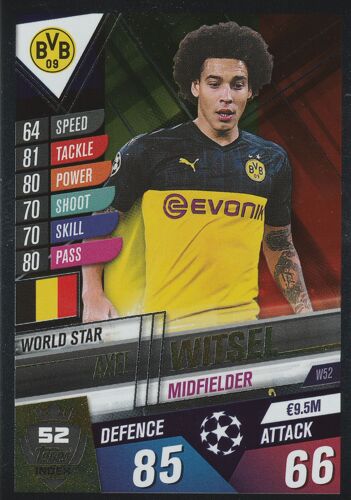 W 52 - Carte Topps - Foot Match Attax 101 - Uefa Champions League 2019 / 2020 - Axel Witsel - Borussia Dortmund