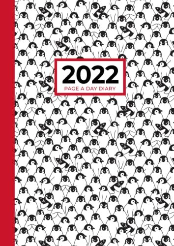 A4 2022 Page A Day Diary | Crowd Of Penguins: Daily Planner Notebook (Uk Holidays, Vision Board, Moon Phases) Journal, Appointment Book, Personal Planners & Organisers
