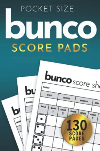 Bunco Score Pads: Extra Small Bunco Scorebook, 130 Pages Pocket Size Score Sheets, Bunco Score Keeping Notebook