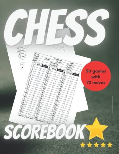 Chess Scorebook: Chess Notation Book, Moves Tracker Notebook, Tactic Board, Beginning Recorder Book, Game Chess Tactic Journal, Chess Score Sheet, ... Chess Set, Chess Annotation (72 Moves)