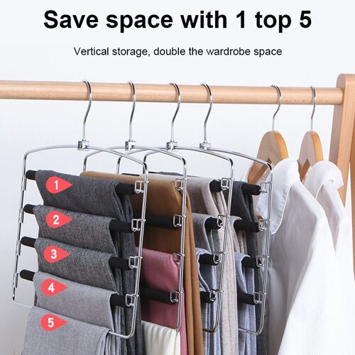Cintres multifonctionnels à quatre niveaux pour pantalons, grande capacité de charge, permettant de gagner de l'espace, étagère de rangement Stable pour vêtements