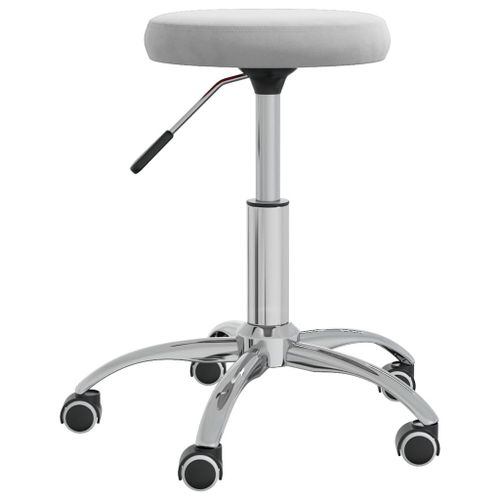 Chaise De Bureau Pivotante 1 Pièce, Réglable, Vérin À Gaz, Velours Gris Clair, Roulettes