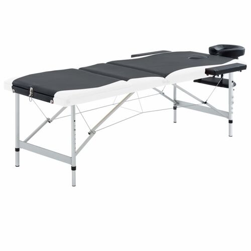 Vidaxl Table De Massage Pliable 3 Zones Aluminium Noir Et Blanc