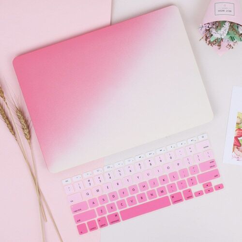 Coque rigide en plastique avec couvercle de clavier pour MacBook - For 2020 AIR 13 A2337 M1 - Gradient rose blanc