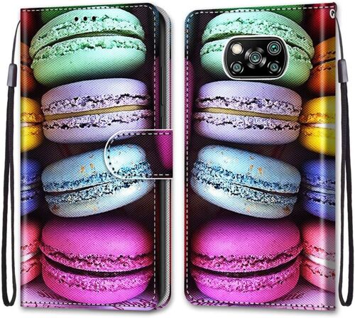 Coque Pour Xiaomi Poco X3 Nfc, Etui En Cuir Pu Portefeuille Housse Coque Avec 360 Degres Silicone Antichoc Protection Cover Cuir Pochette Magnetique Und Flip Bequille (Macarons)