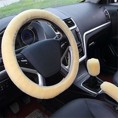 Housses Pour Volant, Frein A Main Et Levier De Vitesses - En Peluche - Accessoires Auto - Super En Hiver - Noir Goodnice