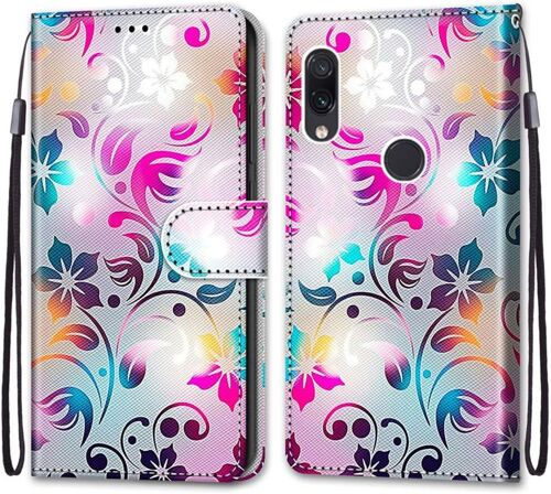 Coque Pour Xiaomi Redmi Note 7, Etui En Cuir Pu Portefeuille Housse Coque Avec 360 Degres Silicone Antichoc Protection Cover Cuir Pochette Magnetique Und Flip Bequille (Fleur 1)