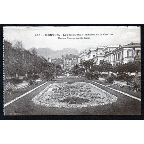Carte Postale Ancienne, France, Alpes Maritimes ( 06 ), Menton, Les Nouveaux Jardins Et Le Casino