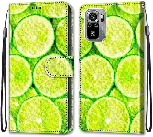 Coque Pour Xiaomi Redmi Note 10 4g / Note 10s, Etui En Cuir Pu Portefeuille Housse Coque Avec 360 Degres Silicone Antichoc Protection Cover Cuir Magnetique Und Flip Bequille (Citron)
