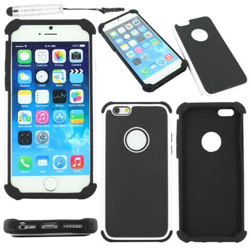 Ebeststar ® Coque Duo Bi-Couches En Silicone Et Polycarbonate Etui Housse Pour Apple Iphone 6 Écran 4,7", Couleur Blanc + Mini Stylet + 1 Film Protection D'écran + Lingette