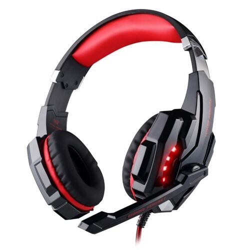 Casque PC rouge et noir USB 7.1 Surround Sound Version Jeu Gaming Headphone Ordinateur Écouteur Bandeau avec Microphone LED Lumière, Longueur du câble: Environ 2.2m +