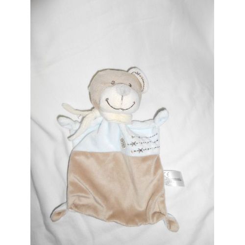 Doudou Peluche Nicotoy Simba Toys Beneleux Ours Plat Carre 4 Noeud Beige Marron Bleu Echarpe Roue Rond Etoile Broderie