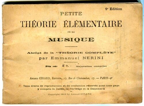 Petite Théorie Elémentaire De La Musique