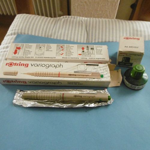 Lot De 2 Stylos Variograph Rotring Pointe 0.35 Et 0.70 Encre Verte