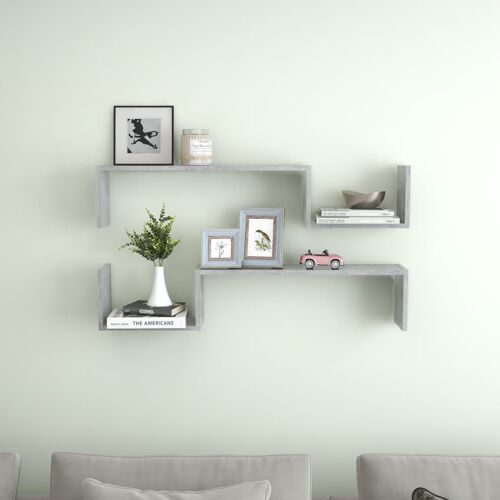 vidaXL Étagères murales 2 pcs gris béton 100x15x20cm bois d'ingénierie