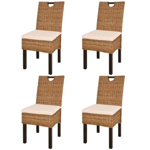 Lot De 4 Chaises De Salle À Manger Cuisine Design Classique Rotin Kubu Bois De Manguier Cds021927