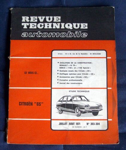Revue Technique Automobile N°303 - 304 : Citroën Gs