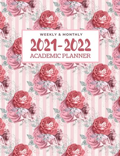 2021-2022 Academic Planner - Weekly & Monthly: 2021-2022 Planner - July 2021 To August 2022 With Marked Tabs, For Women, Student, Teacher, Goals ... Striped White , Red And Pink Floral Pattern
