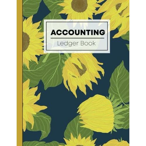 Accounting Ledger Book: Large Simple Accounting Ledger Book For Bookkeeping And Small Business - 110 Pages - Income Expense Account Notebook Flowers, Buds And Leaves Pattern