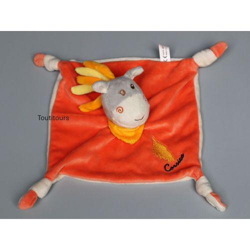 Doudou âne plat orange Corsica Textisun
