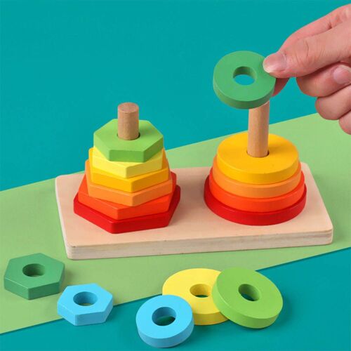 Blocs Empilables Géométriques Montessori, Jouets Pour Enfants, Garçons Et Filles, Apprentissage Précoce, Tri Des Couleurs
