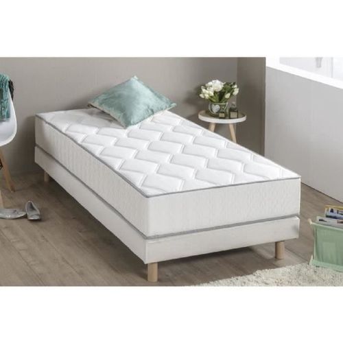 ENSEMBLE MATELAS RESSORTS + SOMMIER TAPISSIER 90 X 190 - CONFORT EQUILIBRE - EPAISSEUR 23 CM - GALON GRIS - FINLANDEK HYVYYS