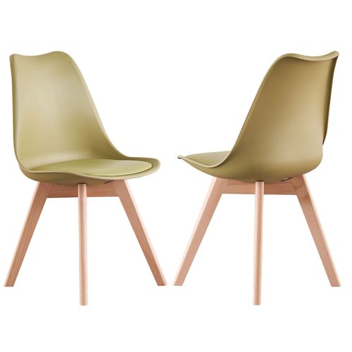 Lot De 6 Chaises Scandinaves Vertes Lorenzo - Assise Rembourrée - Salle À Manger, Cuisine, Chambre