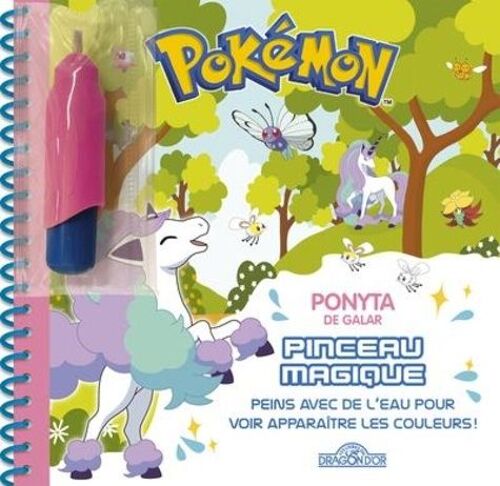 Pokémon - Ponyta De Galar - Peins Avec De L'eau Pour Voir Apparaître Les Couleurs ! Avec 1 Pinceau