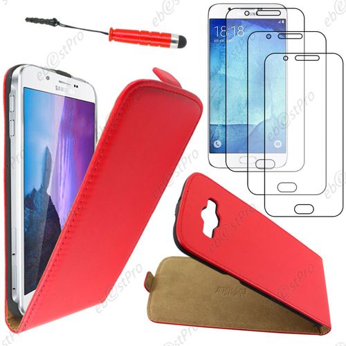 Ebeststar ® Housse Coque Etui En Pu Cuir À Rabat Ultra Fine (Slim Case) Pour Samsung Galaxy A8 Sm-A800f, Couleur Rouge + Mini Stylet 3 Film