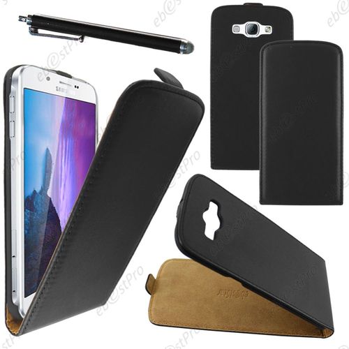 Ebeststar ® Housse Coque Etui En Pu Cuir À Rabat Ultra Fine (Slim Case) Pour Samsung Galaxy A8 Sm-A800f, Couleur Noir + Stylet + Film Protection D'écran