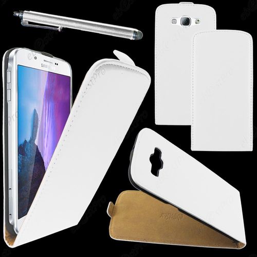 Ebeststar ® Housse Coque Etui En Pu Cuir À Rabat Ultra Fine (Slim Case) Pour Samsung Galaxy A8 Sm-A800f, Couleur Blanc + Stylet + Film Protection D'écran