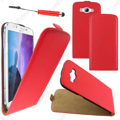 Ebeststar ® Housse Coque Etui En Pu Cuir À Rabat Ultra Fine (Slim Case) Pour Samsung Galaxy A8 Sm-A800f, Couleur Rouge + Mini Stylet + Film Protection D'écran