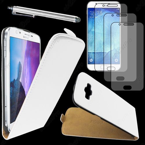 Ebeststar ® Housse Coque Etui En Pu Cuir À Rabat Ultra Fine (Slim Case) Pour Samsung Galaxy A8 Sm-A800f, Couleur Blanc + Stylet 3 Film