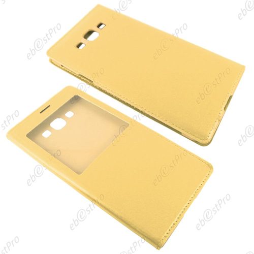 Ebeststar ® Housse Pochette Protection Coque Etui Type S-View Pour Samsung Galaxy A8 Sm-A800f, Couleur Jaune + Film Protection D'écran
