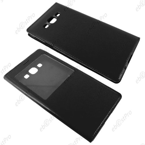 Ebeststar ® Housse Pochette Protection Coque Etui Type S-View Pour Samsung Galaxy A8 Sm-A800f, Couleur Noir + Film Protection D'écran