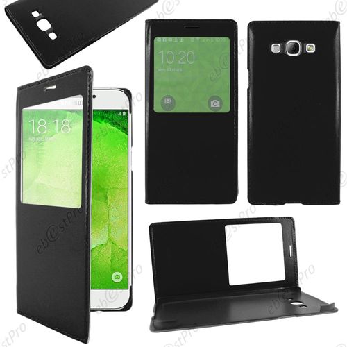 Ebeststar ® Housse Coque Etui Smart View Type S-View Portefeuille Pour Samsung Galaxy A8 Sm-A800f, Couleur Noir + Film Protection D'écran