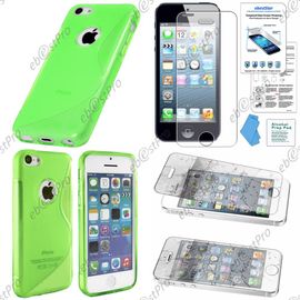 Ebeststar ® Etui Housse Coque S-Line Silicone Protection En Gel Pour Apple Iphone 5s, 5, Couleur Vert + 1 Film Verre Trempé